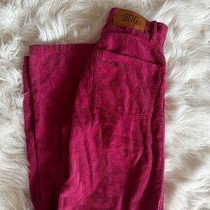 UO Pink Corduroy Wide Leg & High Rise Pants